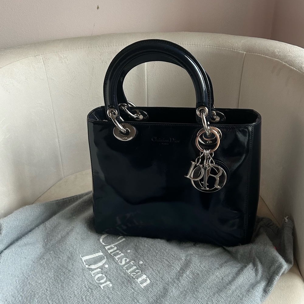 SOLD⭐️ Lady Dior Patent Leather Blue Marine Circa 90s
